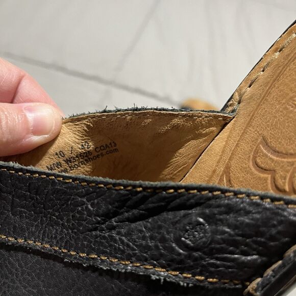 Born Black Leather Minimalist Wedge Sandals Toe Ring Loop Womens Size 10 - Picture 11 of 11